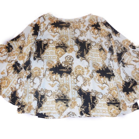 Blouse tunic relaxed top shirt Top 3/4 wide ruffled flared sleeve summer - Picture 5 of 10